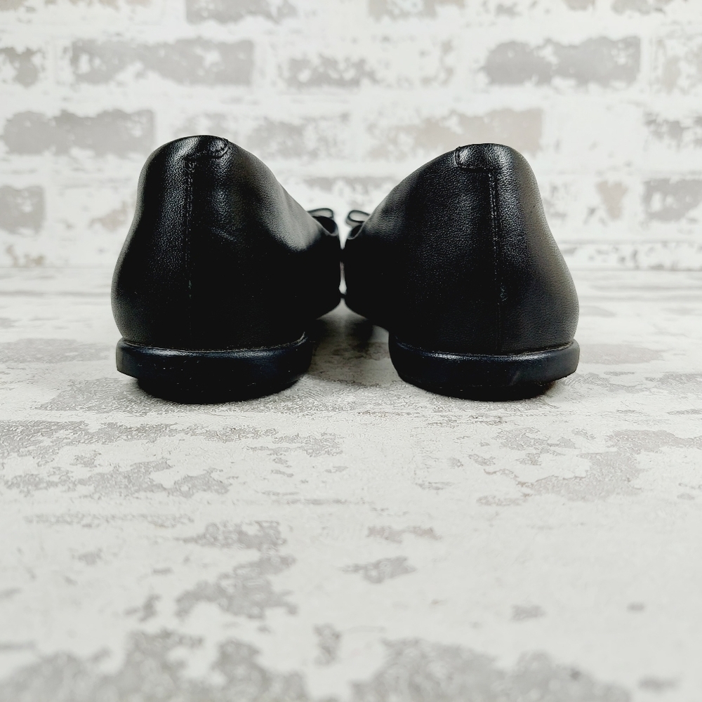 NEW Cole Haan Zerogrand Bow Skimmer Black Leather Slip On Pointy Toe Flats W593 - Picture 6 of 12